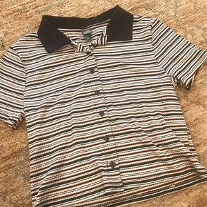 striped collared crop top